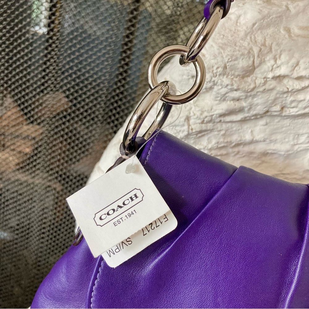 NWT Coach F17217 Vintage Purple Pleated Soho Leather w/Buckle Shoulder Bag - Picture 2 of 15